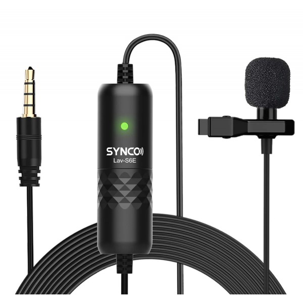 SYNCO μικρόφωνο Lav-S6E με clip-on, omnidirectional, 3.5mm, 6m, μαύρο - SYNCO