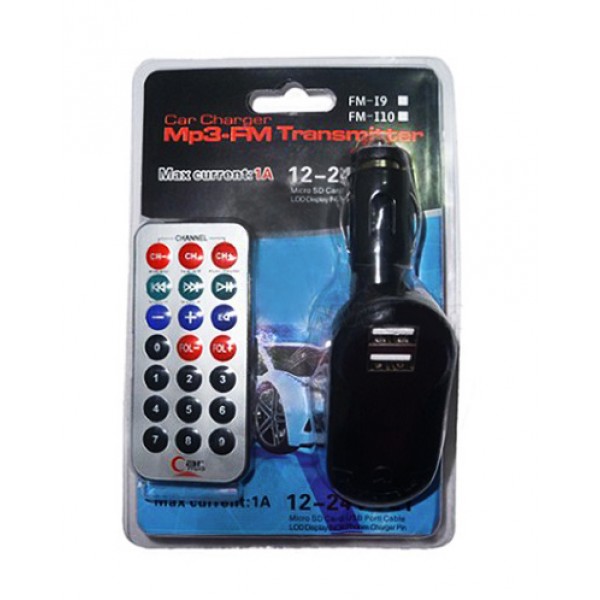 Car FM Transmitter T26 με LCD οθόνη, USB, SD, μαύρο - UNBRANDED