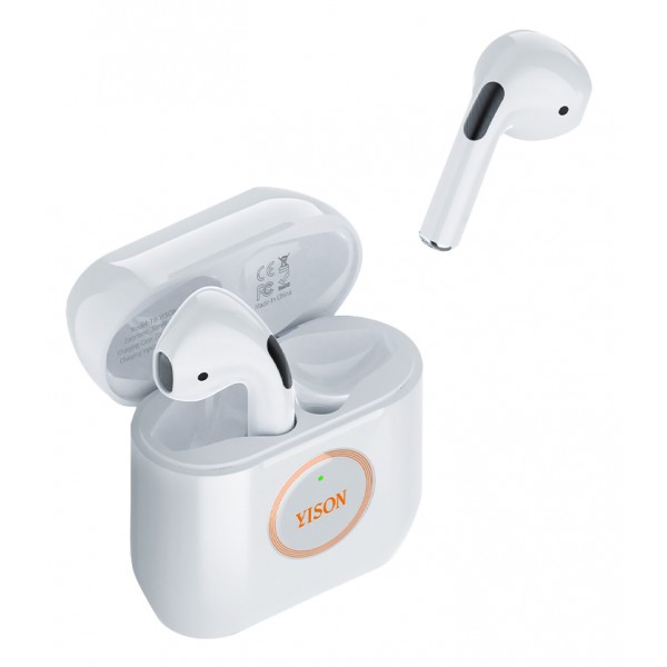 YISON earphones με θήκη φόρτισης T8, True Wireless, λευκά - Ακουστικά - Bluetooth