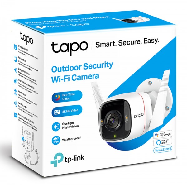 TP-LINK smart camera Tapo-C320WS, 2K QHD, outdoor, two-way audio, V. 1.0 - Smart Κάμερες