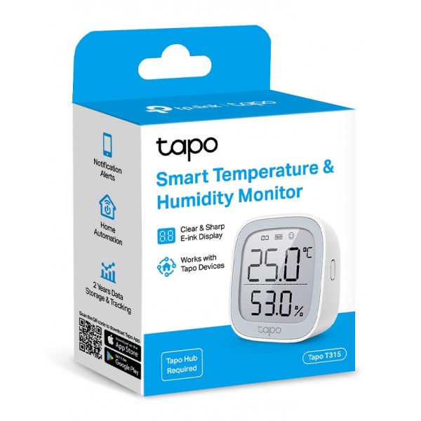 TP-LINK smart θερμόμετρο & υγρασιόμετρο Tapo T315, -20~60 °C, Ver 1.0