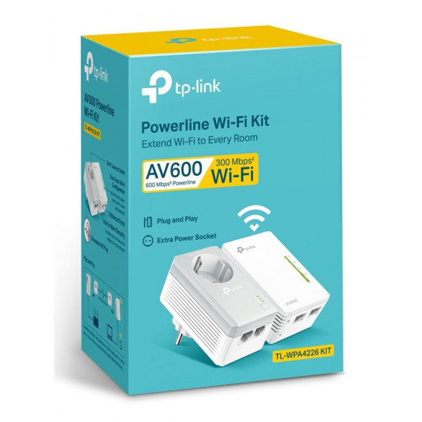 TP-LINK Powerline Wi-Fi Kit TL-WPA4226-KIT, AV600 600Mbps, Ver: 4.0 - Δικτυακά