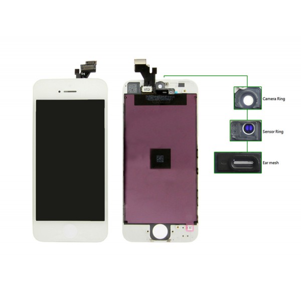 TIANMA High Copy LCD iPhone 5G, Camera-Sensor ring, ear mesh, White - TIANMA