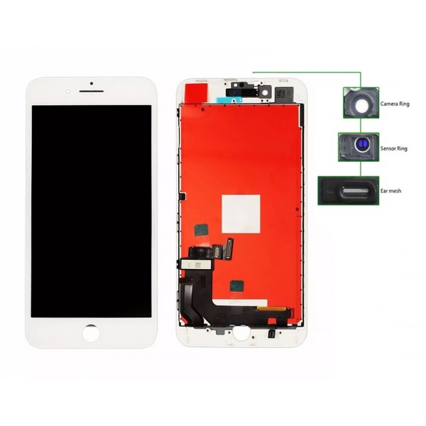 TIANMA High Copy LCD iPhone 8 Plus, Camera-Sensor ring, ear mesh, White - TIANMA