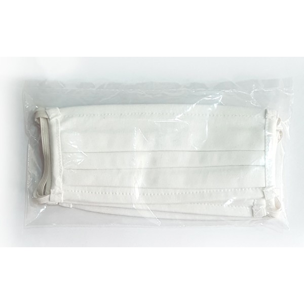 Μάσκα προστασίας βαμβακερή TMV-0033, επαναχρησιμοποιούμενη, λευκή, 3τμχ - UNBRANDED