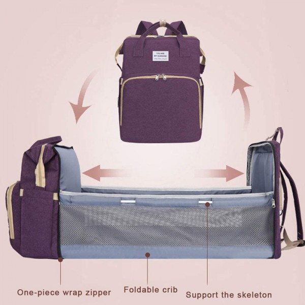 2 in 1 τσάντα πλάτης και παιδικό κρεβατάκι TMV-0051, αδιάβροχη, μωβ - Σύγκριση Προϊόντων