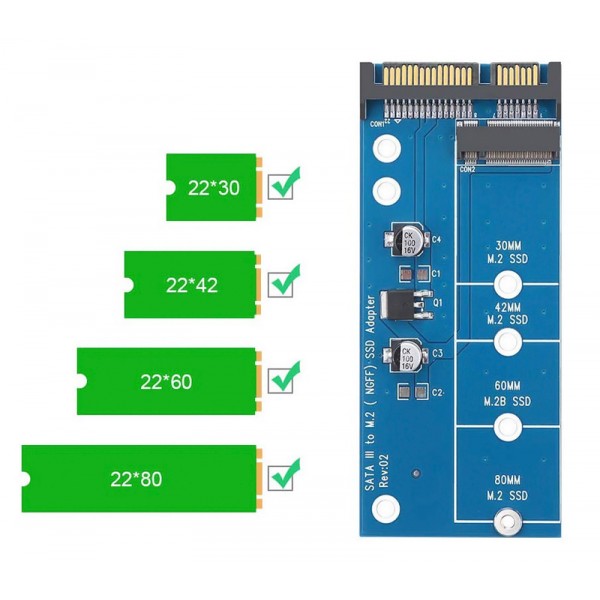POWERTECH Converter SATA 22pin σε M.2 SSD TOOL-0019, 2230/2242/2260/2280 - Κάρτες Επέκτασης PCI κ.α