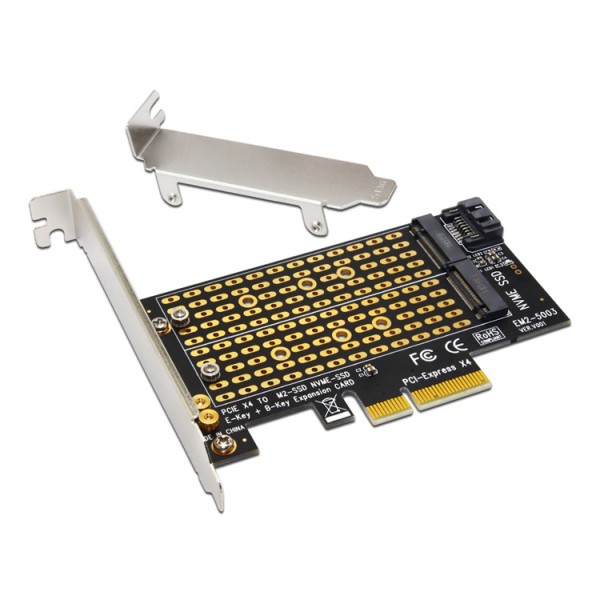 POWERTECH κάρτα επέκτασης PCIe x4 σε M.2 Key M & B NVMe TOOL-0049 - Κάρτες Επέκτασης PCI κ.α