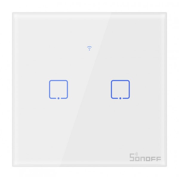 SONOFF smart διακόπτης ΤΧ-T2EU2C, αφής, Wi-Fi, διπλός, λευκός - Ηλεκτρολογικός εξοπλισμός