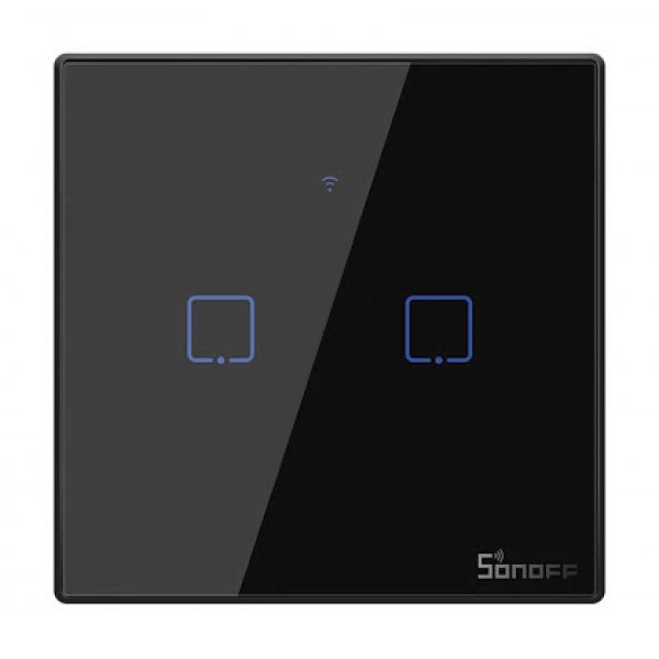 SONOFF smart διακόπτης ΤΧ-T3EU2C, αφής, Wi-Fi, διπλός, μαύρος - Ηλεκτρολογικός εξοπλισμός