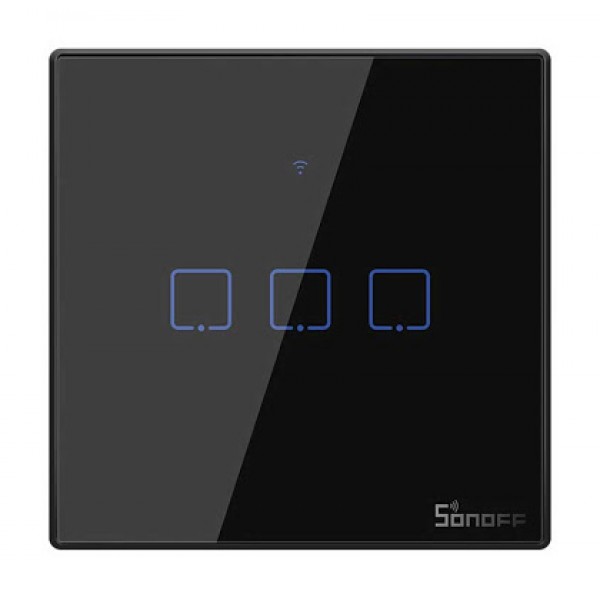SONOFF smart διακόπτης ΤΧ-T3EU3C, αφής, Wi-Fi, τριπλός, μαύρος - Ηλεκτρολογικός εξοπλισμός