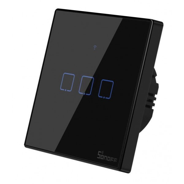 SONOFF smart διακόπτης ΤΧ-T3EU3C, αφής, Wi-Fi, τριπλός, μαύρος - Ηλεκτρολογικός εξοπλισμός