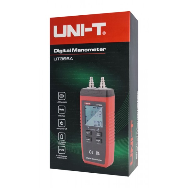 UNI-T ψηφιακό μανόμετρο UT366A, ανεξάρτητη μέτρηση PI/P2 - UNI-T