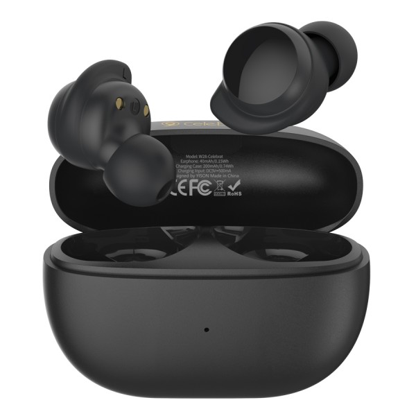 CELEBRAT earphones με θήκη φόρτισης TWS-W28, True Wireless, μαύρα - Ακουστικά - Bluetooth