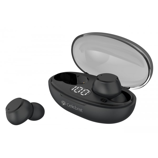 CELEBRAT earphones με θήκη φόρτισης TWS-W32, True Wireless, μαύρα - Ακουστικά - Bluetooth