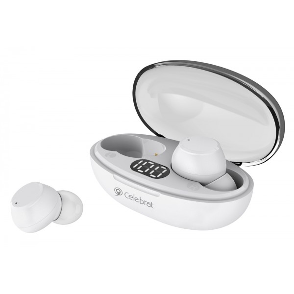 CELEBRAT earphones με θήκη φόρτισης TWS-W32, True Wireless, λευκά - Ακουστικά - Bluetooth