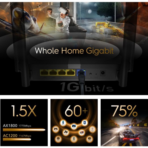 CUDY Wi-Fi 6 mesh router X6, AX1800 1800Mbps, 5x Ethernet ports - Δικτυακά