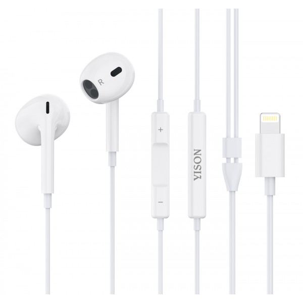YISON earphones με μικρόφωνο X7, Lightning, 1.2m, λευκά - Ακουστικά - Bluetooth
