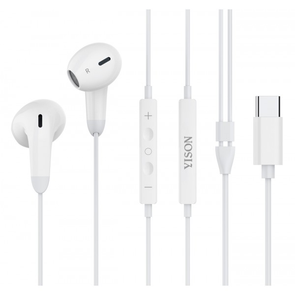 YISON earphones με μικρόφωνο X8, USB-C, 13mm, 1.2m, λευκά - Ακουστικά - Bluetooth