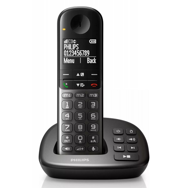 PHILIPS ασύρματο τηλέφωνο XL4951DS/34 ελληνικό μενού, τηλεφωνητής, μαύρο - Ασύρματες Συσκευές