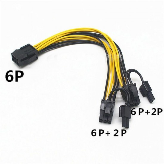 6 pin to dual 6+2 pin pcie cable