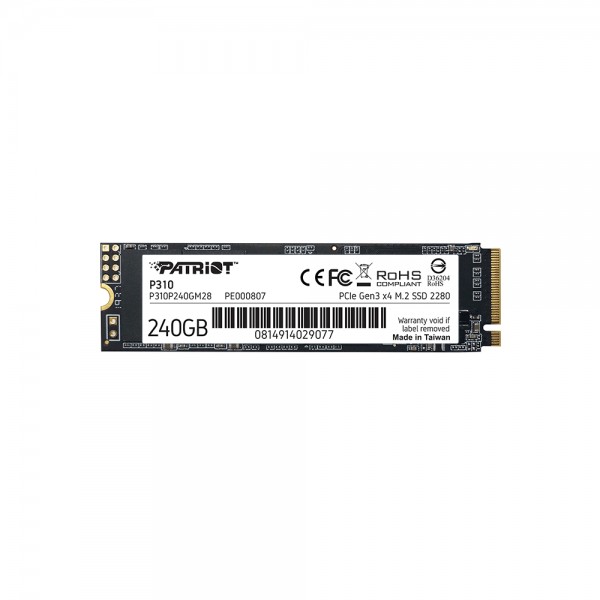 Σκληρός δίσκος SSD PATRIOT P310, 240GB M2/2280 PCIe3x4/NVMe 2100/1000MBs - Patriot