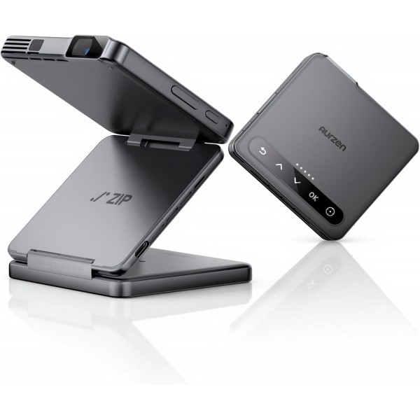 Aurzen ZIP Tri-Fold Portable Mini Projector Dark Grey - 