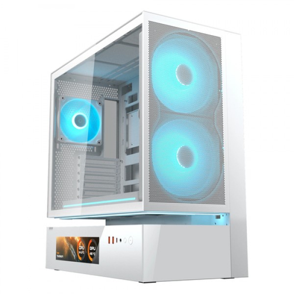 COUGAR Midi Tower Case, CFV235 Vision, ARGB, LCD Display, Mesh, White - Cases