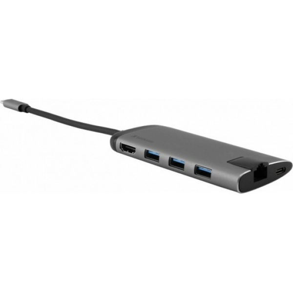 Verbatim USB-C Docking Station με HDMI 4K PD Ethernet Γκρ - Verbatim