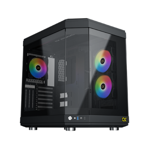 Xigmatek Cubi Black , 6x προ-εγκατεστημένα RGB FANS , Full Tempered glass - 