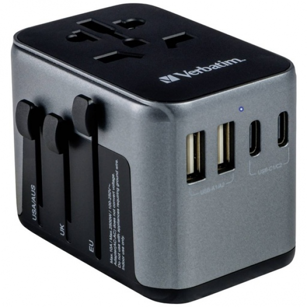 Universal Travel Adapter UTA-04 PD61W / QC / 3xUSB / 2xType-C - Verbatim