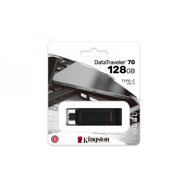 KINGSTON USB Stick Data Traveler DT70/128GB, USB 3.2 Type-C, Black