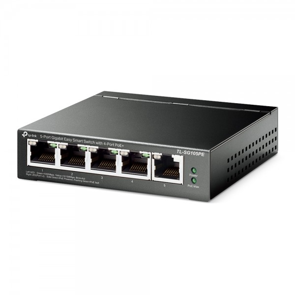 TP-LINK Easy Smart Switch TL-SG105PE, 5-Port Gbit, 4-Port PoE+, Ver. 2.0 - Δικτυακά