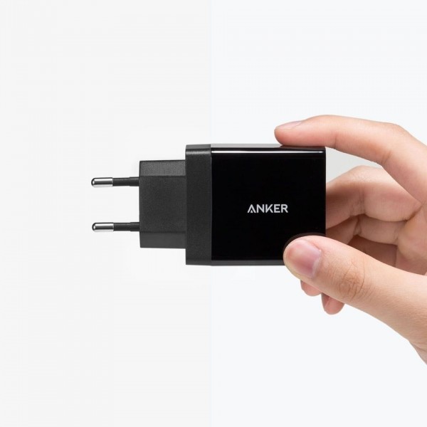 ANKER WALL CHARGER 24W 2-PORT USB CHARGER BLACK - ANKER