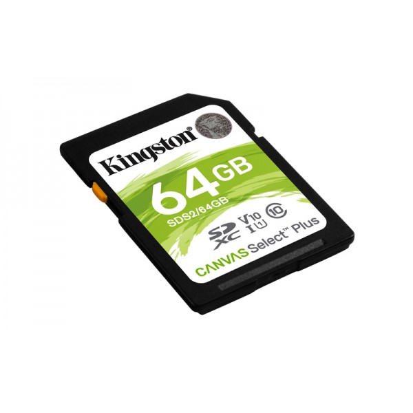 KINGSTON Memory Card Secure Digital Canvas Select Plus SDS2/64GB, Class 10 - KINGSTON