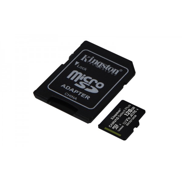 KINGSTON Memory Card MicroSD Canvas Select Plus SDCS2/128GB, Class 10, SD Adapter - KINGSTON