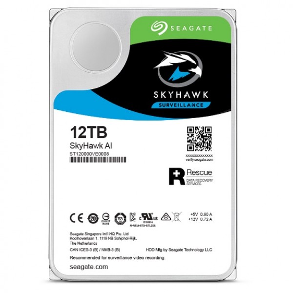 SEAGATE SkyHawk AI 12TB, ST12000VE001, SATA III, 3.5'' - Νέα & Ref PC