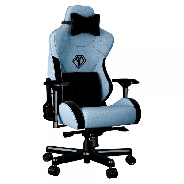 ANDA SEAT Gaming Chair T-PRO II Light Blue/ Black FABRIC with Alcantara Stripes - Anda Seat