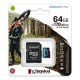 KINGSTON Memory Card MicroSD Canvas Go! Plus SDCG3/64GB, Class 10, SD Adapter