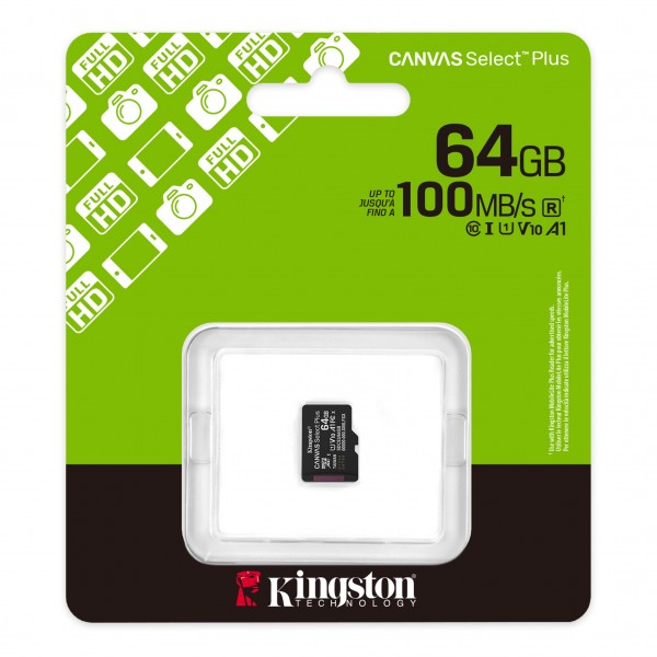 KINGSTON Memory Card MicroSD Canvas Select Plus SDCS3/64GBSP, Class 10 | Κάρτες Μνήμης | Συνοδευτικά PC |