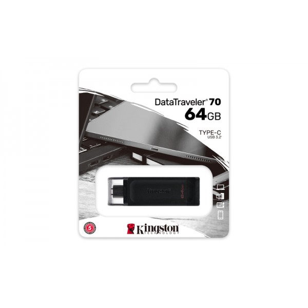 KINGSTON USB Stick Data Traveler DT70/64GB, USB 3.2 Type-C, Black