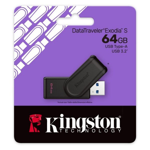 KINGSTON USB Stick DataTraveler Exodia S  DTXS/64GB , USB 3.2, Black | USB Flash Drives | Συνοδευτικά PC |