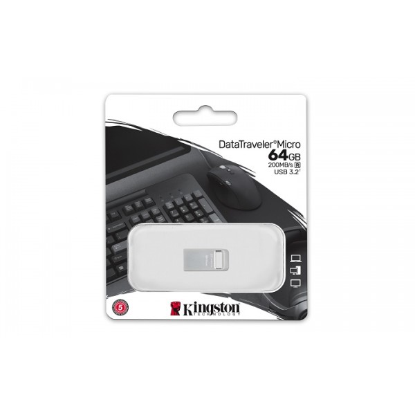 KINGSTON USB Stick Data Traveler Micro DTMC3G2/64GB, USB 3.2 Silver | sup-ob | XML |