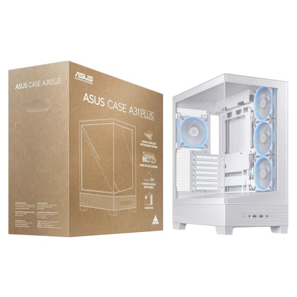 ASUS CASE A31 PLUS Middle ATX USB 3.2 White BTF motherboard compatible | Κουτιά Υπολογιστών | PC & Αναβάθμιση |