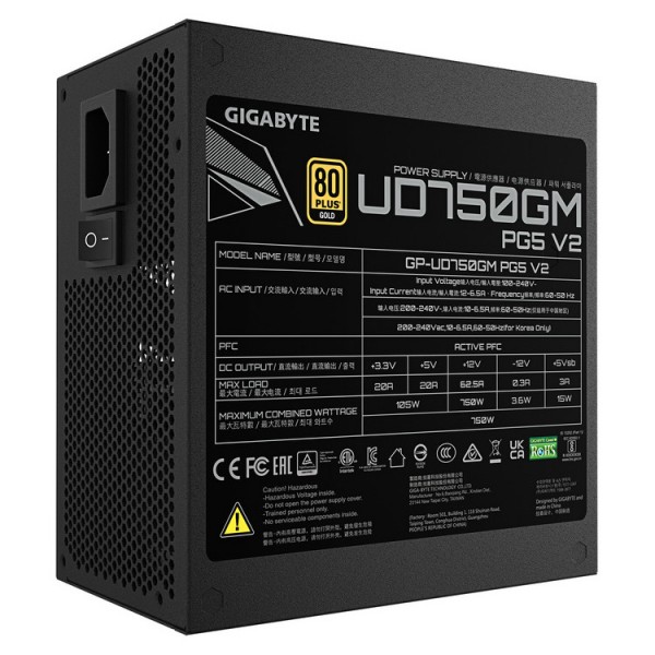GIGABYTE Power Supply Ultra Durable 750W Fully Modular 80+Plus GOLD, PCIe Gen 5.0 graphics card Support - PC & Περιφερειακά & Αναβάθμιση