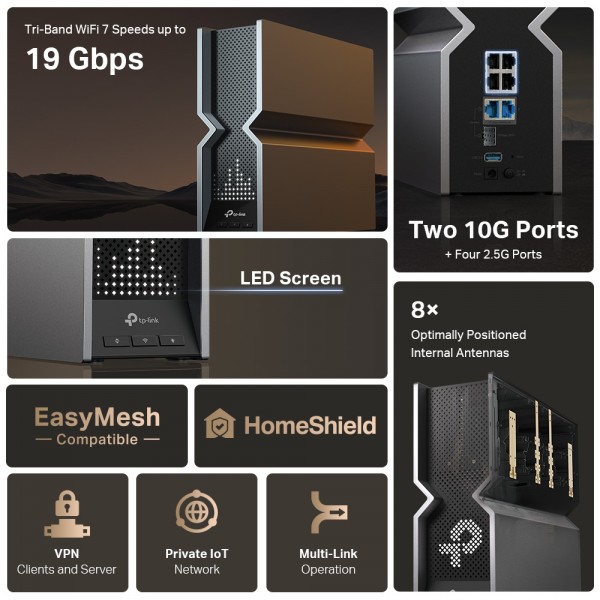 TP-LINK Router Archer BE800 BE19000 Tri-Band Wi-Fi 7 Router | sup-ob | XML |