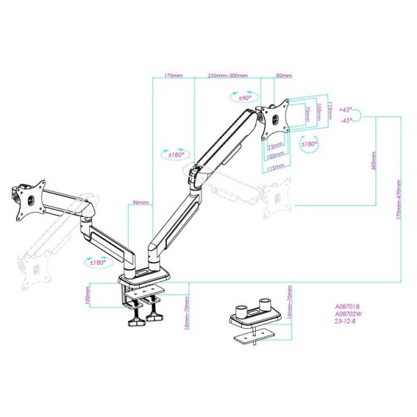 ANDA SEAT Monitor ARM / Stand A9-2S Black Dual, Weight Capacity (per Screen): 2-15kg | Βάσεις TV - Projectors - PC | Εικόνα & Ήχος |