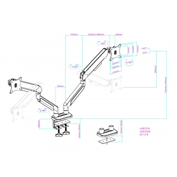 ANDA SEAT Monitor ARM / Stand A9-2S Black- Titanium Dual, Weight Capacity (per Screen): 2-15kg | Βάσεις TV - Projectors - PC | Εικόνα & Ήχος |