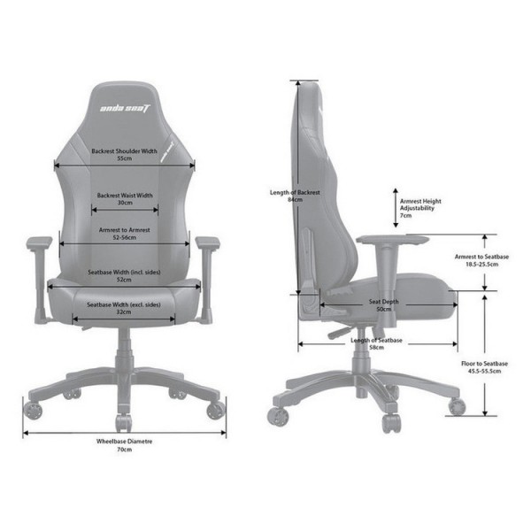 ANDA SEAT Gaming Chair LUNA Large Grey Fabric | sup-ob | XML |