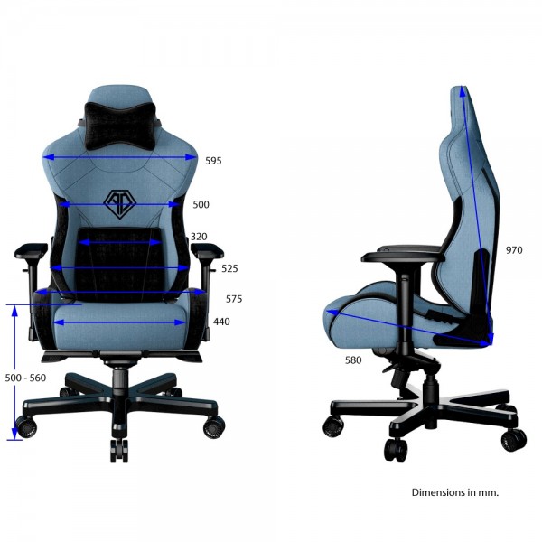 ANDA SEAT Gaming Chair T-PRO II Light Blue/ Black FABRIC with Alcantara Stripes | sup-ob | XML |
